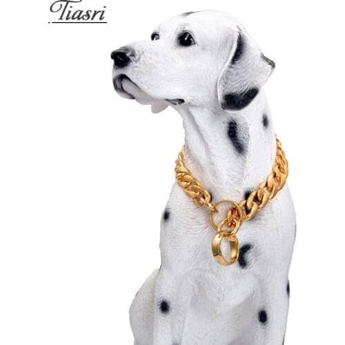 Tiasri 15mm Stainless Steel Dog Chain Metal Training Pet Collars Thickness Slip Dogs Collar Large Dogs Pitbull Pet Accessories