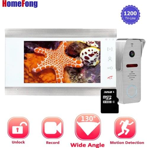 【Upgraded】Homefong 7 Inch Video Intercom Doorbell Camera Wired 1200TVL Wide Angle Motion Recording Door Phone System