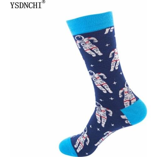 YSDNCHI Women Short Socks Female Soft Cotton Hot Sale Girls Sox Street Wear Feminina shrimp Marine life Spacesuit Printed Men