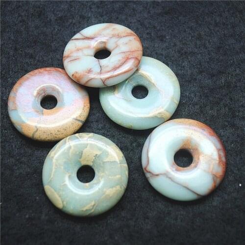 2PC Nature Snake Jasper Stone Pendants Size 30MM 35MM 40MM Donut Shape For Women Necklace Making Accessories Wholesale Price