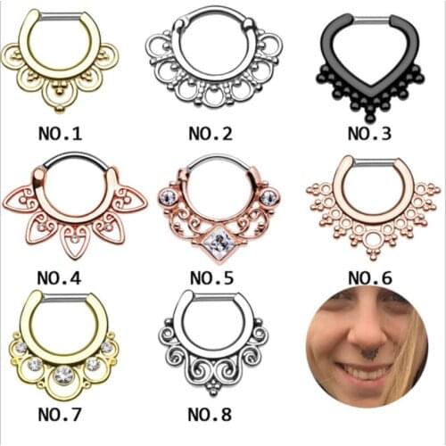 New Arrival Stainless Steel Gold Color Nose Open Hoop Ring Earring Body Piercing Crystal Nose Studs Women Jewelry Gifts