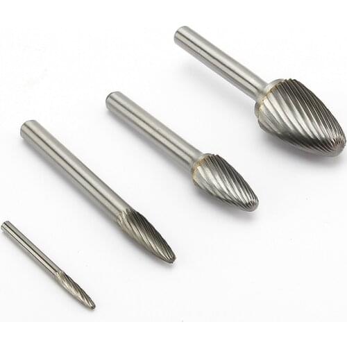 Noreturn 1pcs Rotary file Grinding Head Tungsten Steel Single Groove milling cutter black steel file F type Size3-16mm