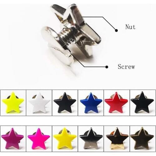 100 Pcs / Lot 10 Colors Diy Flat Five Pointed Star Rivet Hardware Shoe Accessories Screw Decoration Leather Craft Bag And Belt