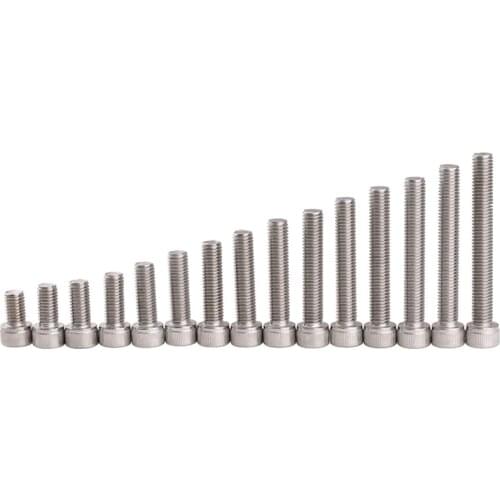 100pcs M2 M3 M4 M5 M6 M8 304 A2 Stainless Steel grade 12.9 steel DIN912 Hexagon Hex Socket Head Cap Allen Bolt Screw L=4-60mm