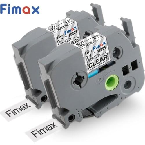 Fimax 2 Pieces Compatible for Brother Label Tape TZe-141 TZe141 18mm Black on Clear for Brother Label Printer Label Maker