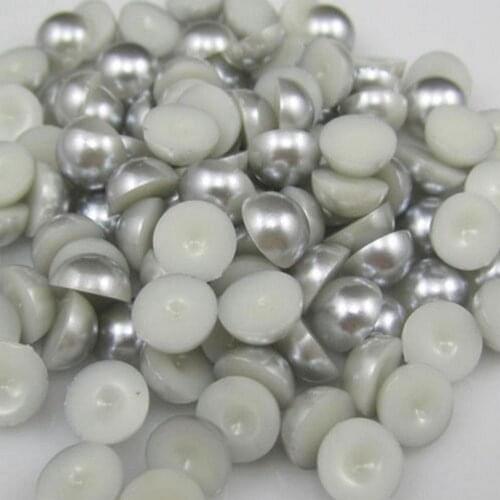 2016 Silver Grey Color ABS Half Round Flatback Imitation Pearls Beads For DIY Decoration