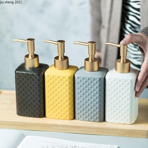 350ml Modern Ceramic Lotion Bottle Creative Embossed Bathroom Soap Dispenser Household Bathroom Shampoo Shower Gel Bottle Single