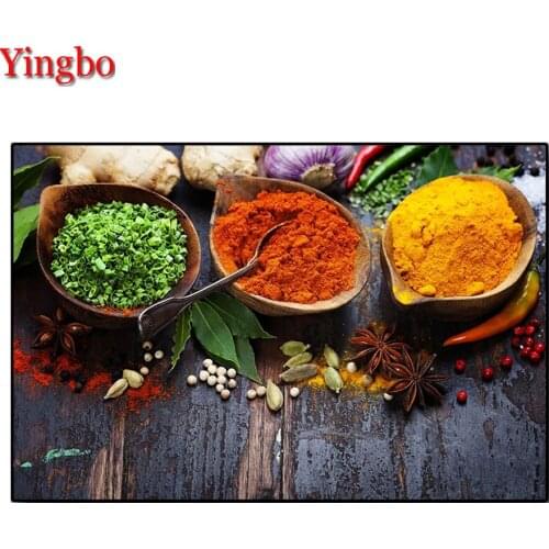 Diamond Art Embroidery Colorful Grains Spices Peppers Mosaic Rhinestones Diamond Painting Full Square Cross Stitch Needlework