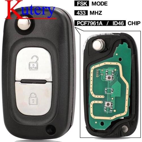 ASK/FSK 2 BTN 433MHz PCF7961A ID46 Flip Remote Key For Renault Clio III Clio 3 Kangoo Master Modus Twingo 2006-2016 7701210033