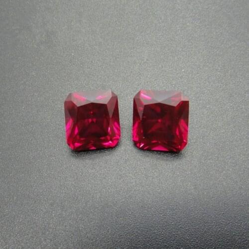 Joanlyn Ruby Square Faceted Gemstone Radiant Cut Ruby Blood-red Ruby Gem Multiple Sizes to Choose GR29