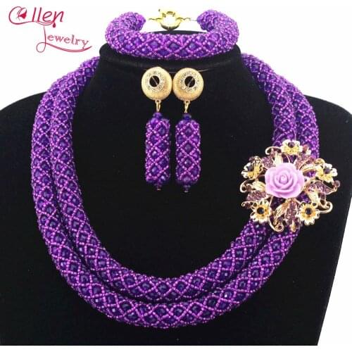 Handmade Statement Necklace Chunky necklace Nigerian Beaded Wedding Bridal Necklace african beads Jewelry Set W12740