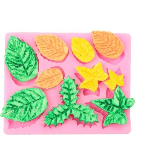 Chocolate Mold Pink Silicone Mold Various Leaf Collection Non-stick Fondant Cake Decoration Tool Jewelry Mold 2021 New