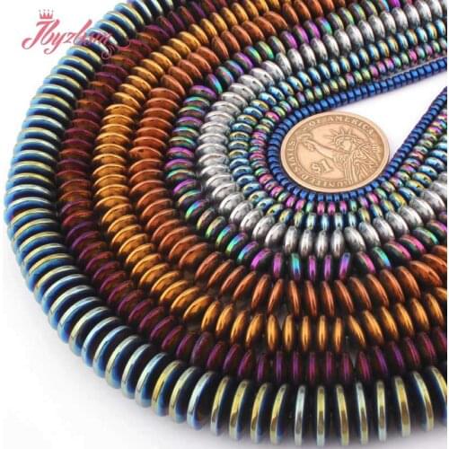 Heishi Rondelle Disc Beads (No Magnetic) Hematite Natural Stone Spacer Beads for Women DIY Jewelry Making Necklace Bracelet 15"