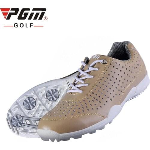 PGM Mens Soft Leather Breathable Golf Sneakers Mens Lace Up Athletic Shoes Lace Up Comfortable Sneakers Size EU39-44 AA10101