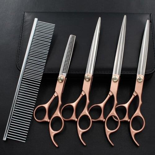 4Pcs Pet Grooming Scissors Set Scissors Pet Dogs Comb Grooming Hairdressing Shear Scissors Kit Cat Dog Hair Barber Cutting Tool