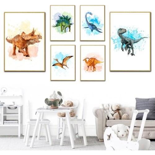 Jurassic Era Dinosaur Tyrannosaurus Stegosaurus Wall Art Canvas Painting Nordic Posters And Prints Wall Pictures Kids Room Decor