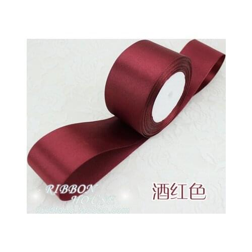 New (25 yards/roll) 2'' 50mm Wine Red Satin Ribbon Webbing party Decoration Gift Christmas Ribbons DIY Candy Box Dec Burgundy
