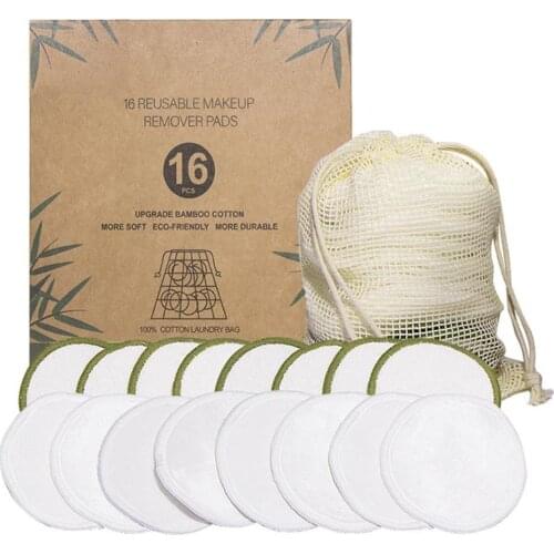 New Bamboo Reusable Organic Cotton Pads Makeup Remover Washable Facial Cleansing Microfiber Makeup Remover Or Sensitive Skin