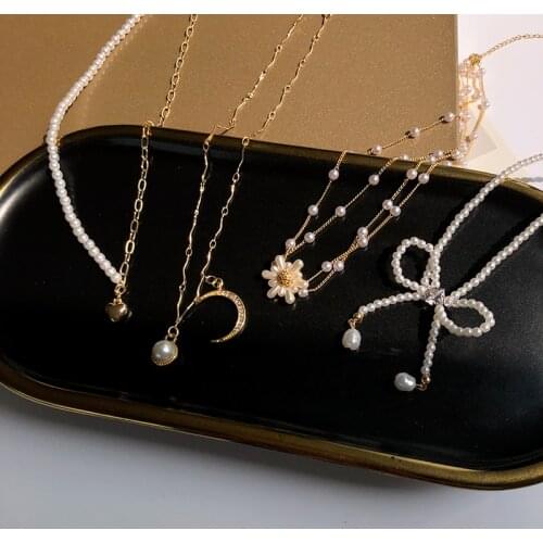 Fashion Necklace Women Jewelry Simulatled White Shiny Pearls Necklace Popular Design Choker Necklace For Female Girl Party Gifts