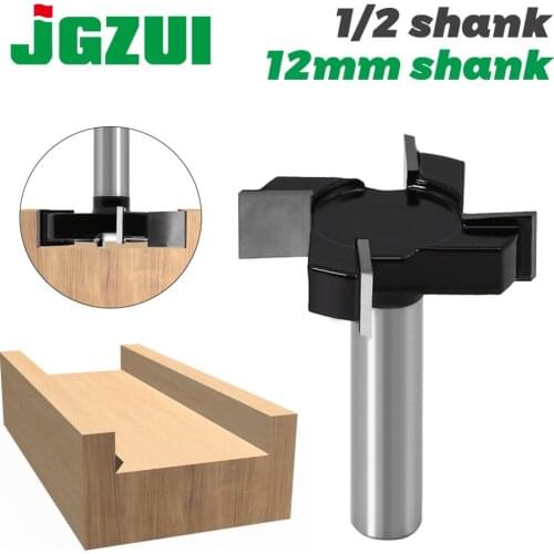 1pc 1/2"12mm Shank 4 Edge T Type Slotting Cutter Woodworking Tool Router Bits For Wood Industrial Grade Milling Cutter Slotting