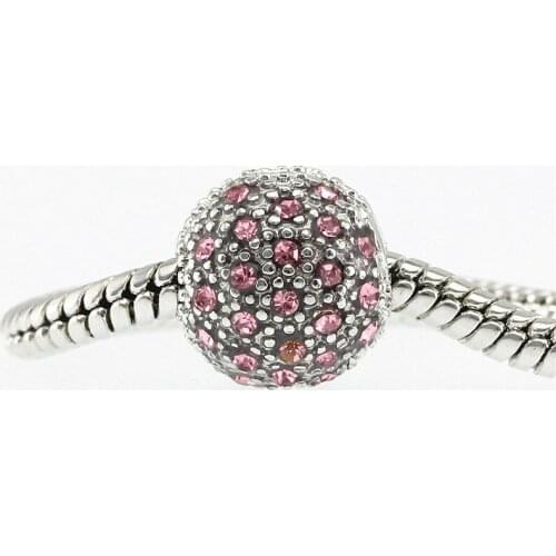 Fits Pandora Charms bracelets safety pink crystal Bead Clip Stopper Star Pattern European Charm DIY Jewelry