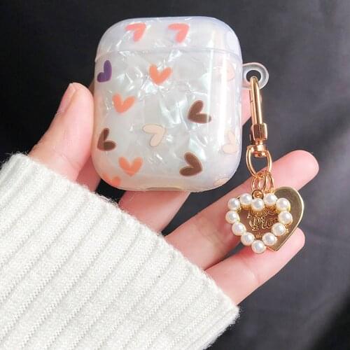Luxury Cute Pearl Case for Apple Airpods 1 2 3 Bracelet Chain Case for AirPods Pro Bluetooth Earphone Accessories Heart Flower