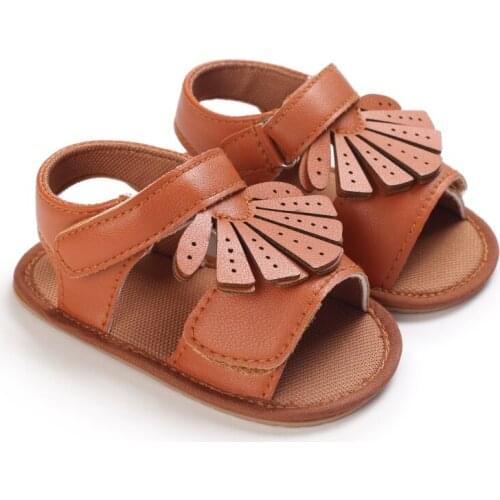 0-18M Summer Baby Girls Leather Shoes Sandals Anti-Slip Open Toe Infant Flat Solid Color Walking Shoes Footwear