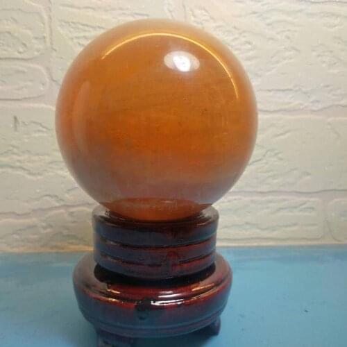 Large natural lemon calcite crystal balls for home decoration 95-100mm+base