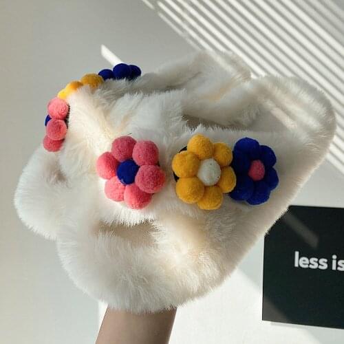 2021 Fluffy Home Slippers Women Faux Fur Slippers Cozy Furry Slides Open Toe Soft Slippers House Floor Plush Warm Shoes hh126