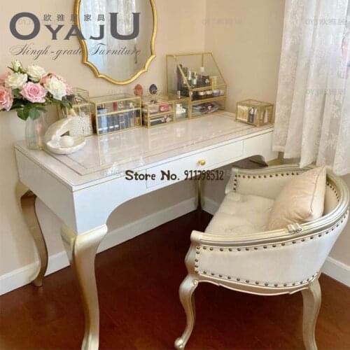 Fabric solid wood light luxury sofa dressing chair dressing table dressing table chair book chair bedroom home chair carved