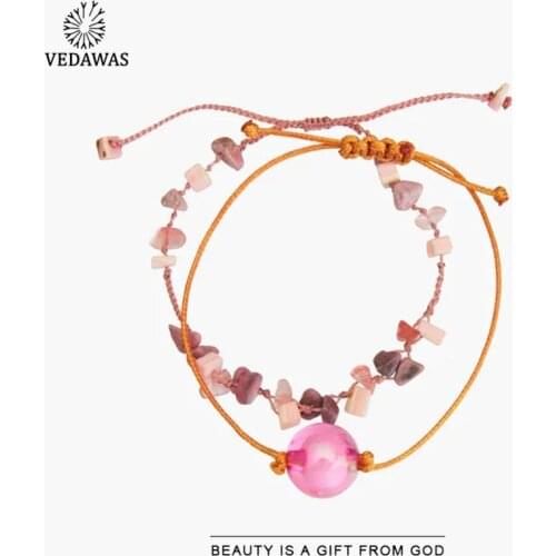Vedawas Ethnic ZA Pack Of Bracelets Limited Edition for Women Boho Nature Stone Beads Strand Bracelets Bangles Holiday Jewelry