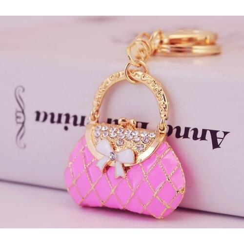 XDPQQ Fashion Creative Girl Bag Keychain Colorful Dripping Paint Pigment Handbag Modeling Key Ring Metal Pendant Gift
