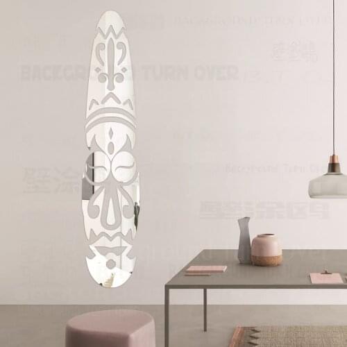 Mirror Wall Stickers Room Decoration Decor Sticker Bedroom Aesthetic Decals Africa Totem Exotic Face Frieze Listello Border R227