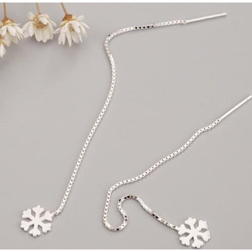 REETI New 925 Sterling Silver Long snow Earrings For Women Hot Fashion sterling-silver-jewelry FreeShip