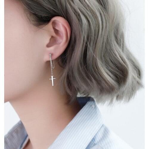 New Women Mens Stainless Steel Earrings Silver Color Cross Gothic Punk Rock Style Pendientes Earrings Mujer Moda 2020 Jewelry