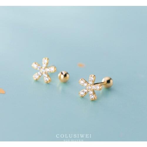Colusiwei 925 Sterling Silver Luxury Sparkling Sakura Flower Exquisite Stud Earrings for Women Wedding Engagement Jewelry Gift
