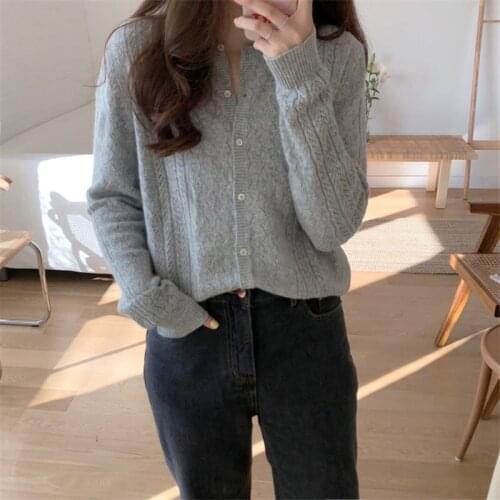 Alien Kitty Cashmere Elegant 2020 Knitted Women Sweet All-Match High Quality Cardigans Korean Vintage Retro Chic Loose Sweaters