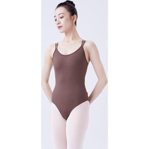 Women Professional Ballet Leotard Adult Double sling Back Grid Ballet Leotards for Women Gymnastics Leotard Ballerina Bodysuit