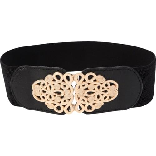 Women Waist Band Cinch Daily Clothing Accessories Party Body Shaper Wide Vintage Faux Leather Dress Coat Elastic Stretch Fashion