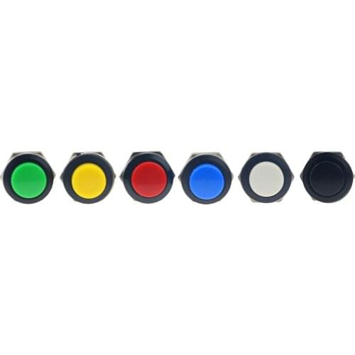 10pcs Momentary Push Button Switch 16mm Momentary 6A/125VAC 3A/250VAC Round Switches R13-507 BLACK RED GREEN WHITE BLUE YELLOW