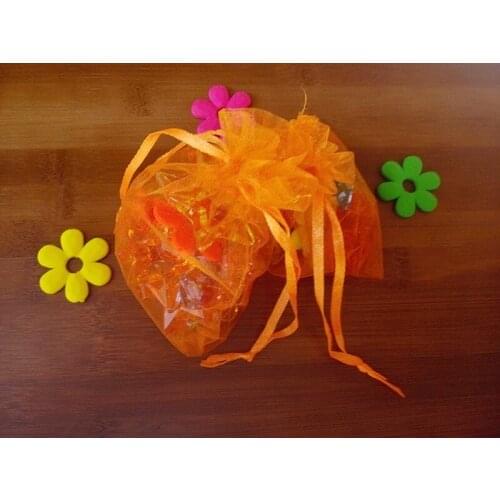 100pcs 17*23cm Orange Organza Gift Bag Jewelry Packaging Display Bags Drawstring Pouch For Bracelet/necklace Mini Yarn Bag