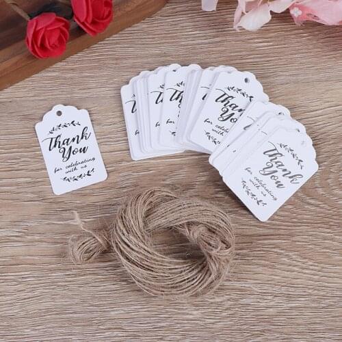 100pcs Kraft gift tags Thank You paper tags for baby shower party wedding gifts