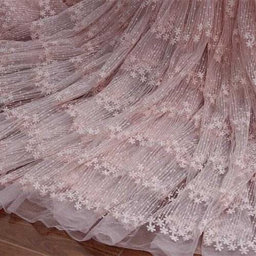 Custom OS1 Sweet Pink, White Milk, Silk Yarn Embroidered Fabric, Dress Curtain Wedding Accessories