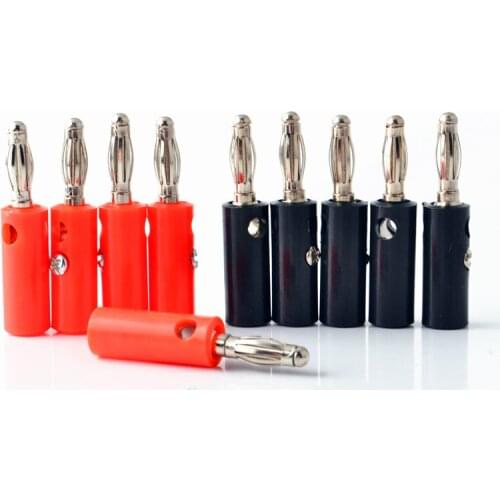 10pcsAudio Speaker Screw Banana Gold Plate Plugs Connectors 4mm IN STOCK FREE SHIPPING Black Red Online Wholesale Golden