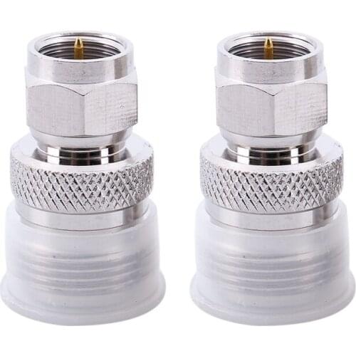 2-PACK N-Connector Female Jack to F-Type Male Plug Antenna RF Adapter,silver