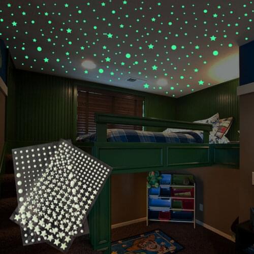 202 pcs/set 3D Bubble Luminous Stars Dots Wall Sticker kids room bedroom home decoration decal Glow in the dark DIY Stickers