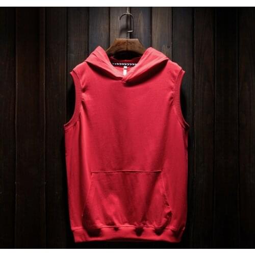 2020 New Arrival Hot Sale Summer Hooded Sports Fitness Training Male Sleeveless Loose Top Thin Cotton Solid Yes Hoodies Hip Hop