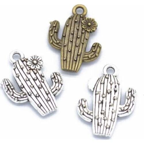 30pcs/lot 20x15mm Antique Silver /Antique Bronze Alloy Cactus Charm Necklace Pendant Jewelry Accessories