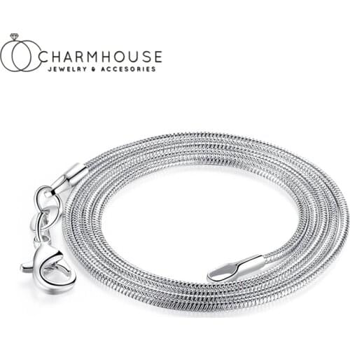 5pcs/lot 2mm Snake Chain Necklaces For Man Women 16-30inch Pure Silver Necklace Collier Choker Fashion Jewelry Accesories Bijoux