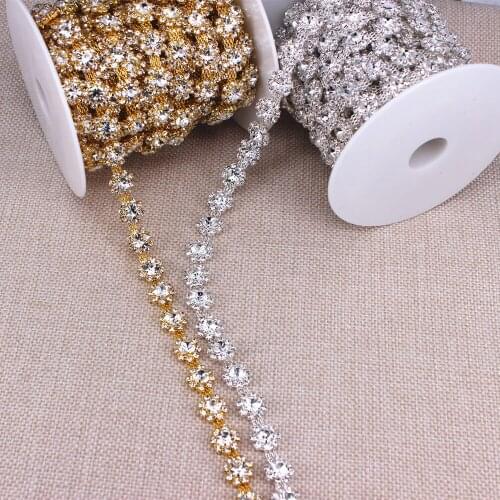 5 Yard/Roll Elegant Rhinestone Trimming For Bridal Dress Garment Sewing Style DIY Fashion accessories Rhinestone Chain RT-0069